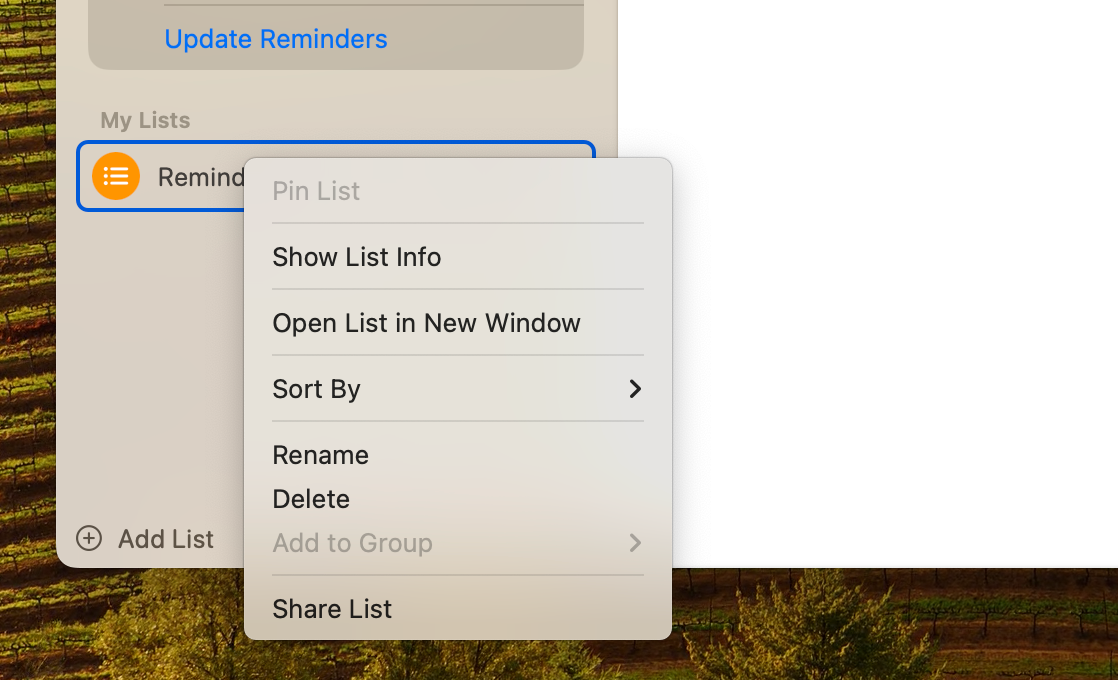 macOS context menus